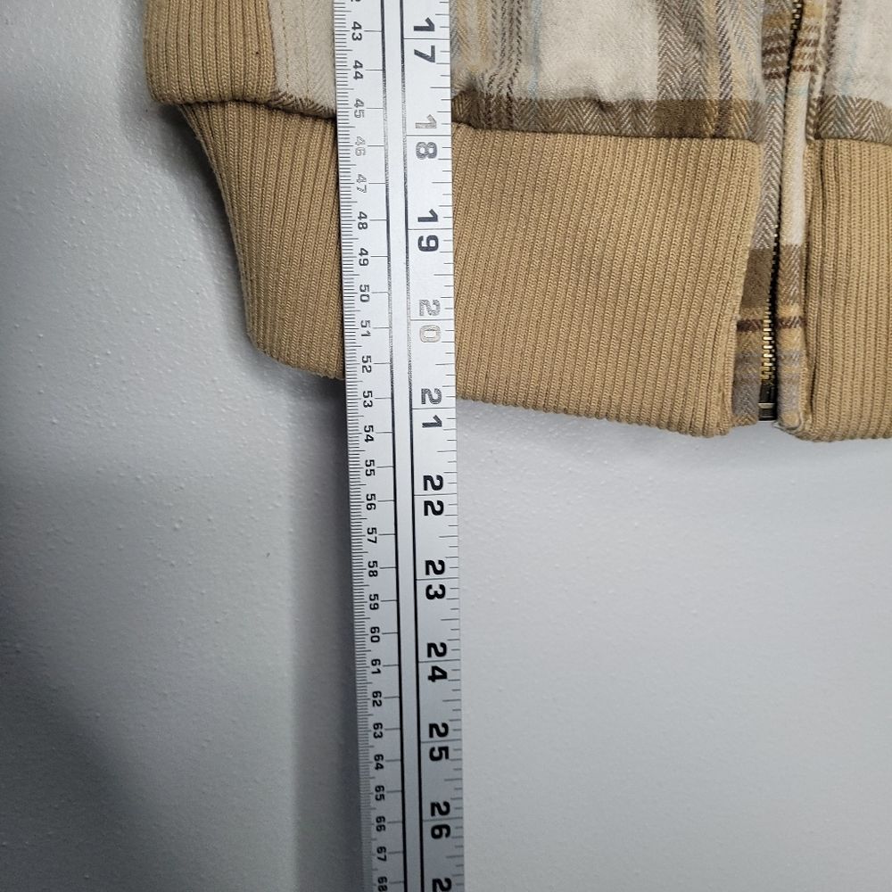 Y2k tan plaid zip front preppy pockets emo form fitting vest size medium - Picture 6 of 8
